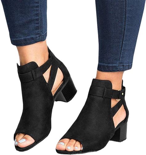 peep toe booties low heel amazon|stacked heel peep toe bootie.